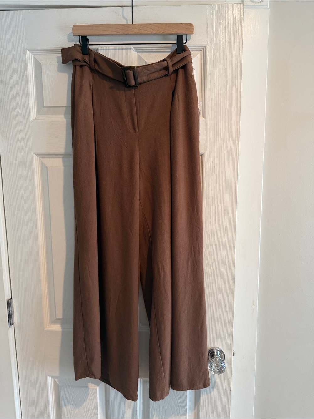 Sienna Sky Wide-Leg Belted Pants in Brown